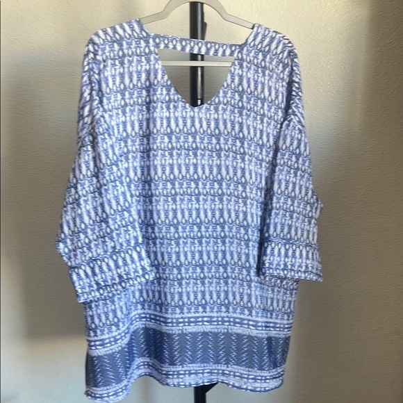 Fred David Blue and White Boxy Button Down Shirt - Picture 4 of 5